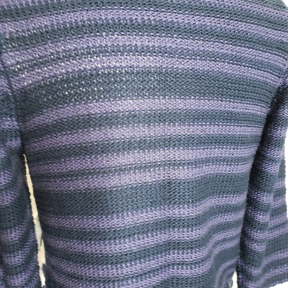 Chico's Ruffled Striped Mixed Texture Cardigan Sweater Small - Picture 7 of 10